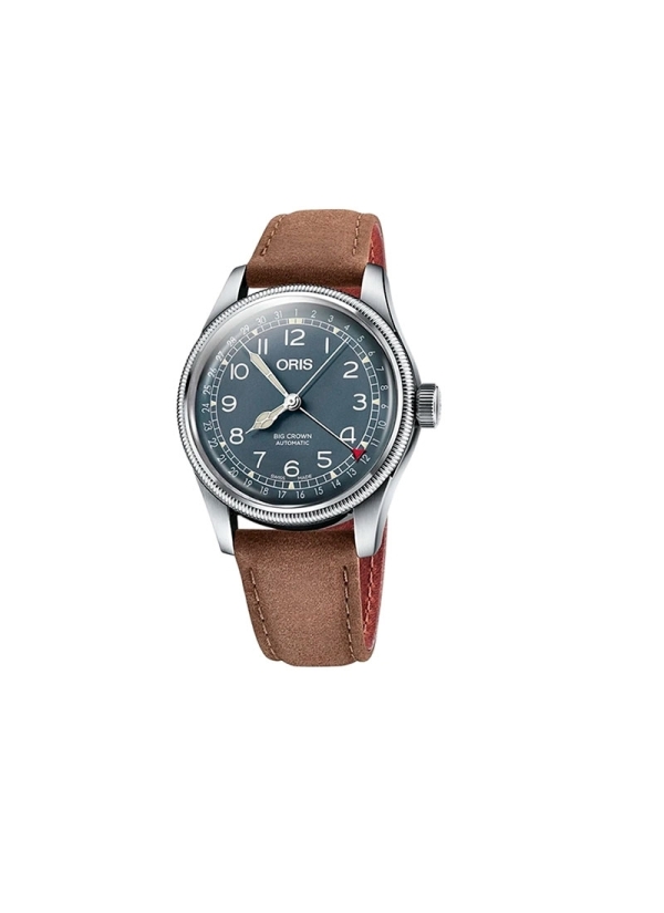 El Oris Big Crown Pointer Date es un reloj de movimiento automático con reserva de marcha de 38h en caja de acero de 40 mm, esfe