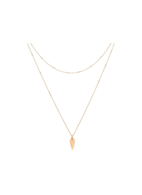 Colgante de cadena doble de oro amarillo de 18Kt y una forma de cono invertido.