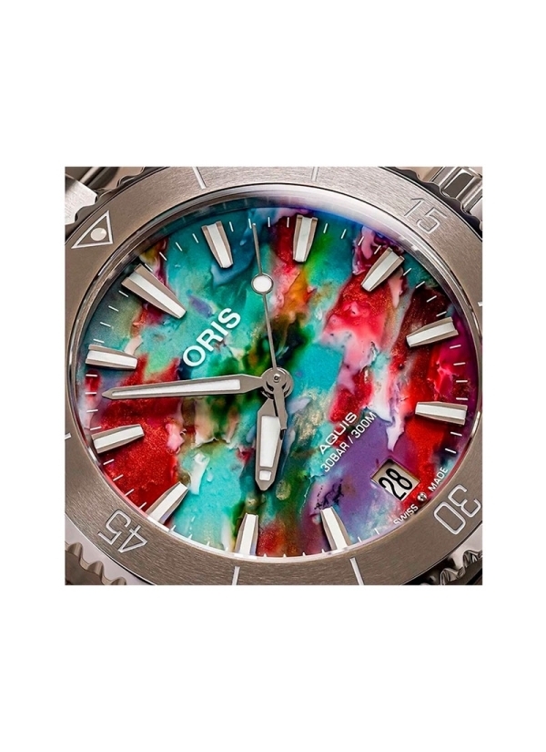 Reloj automático con reserva de marcha de hasta 38h, caja de acero de 41.50mm, esfera multicolor elaborada con residuos plástico Reloj automático con reserva de marcha de hasta 38h, caja de acero de 41.50mm, esfera multicolor elaborada con residuos plástico