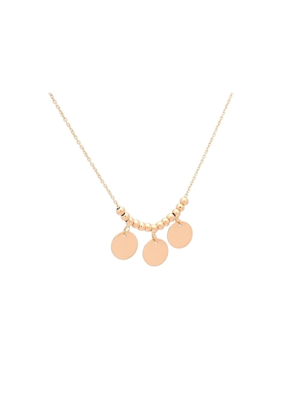 Cadena de oro amarillo de 18Kt con bolitas y 3 chapas redondas del mismo material.