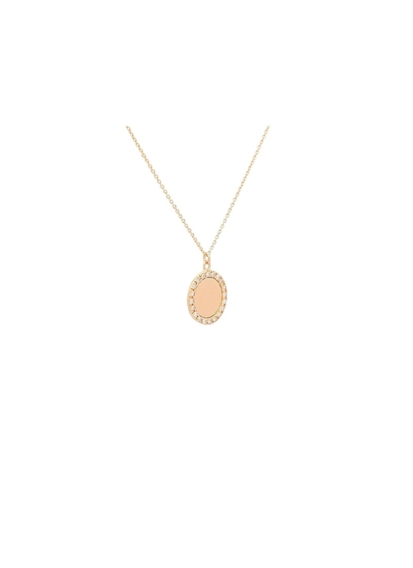 Cadena de oro amarillo de 18Kt con una chapa de oro rodeada de una banda de diamantes talla brillante con un peso de 0,14ct.