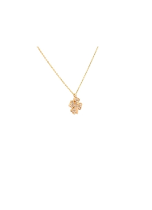 Cadena de oro amarillo de 18Kt con un pequeño colgante en forma de trébol de 4 hojas con diamantes talla brillante con un peso d