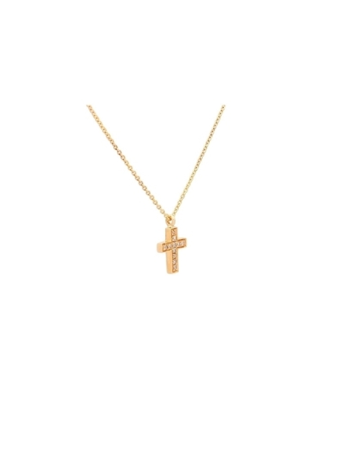 Cadena de oro amarillo de 18Kt con una pequeña cruz de diamantes talla brillante con un peso de 0,03ct.