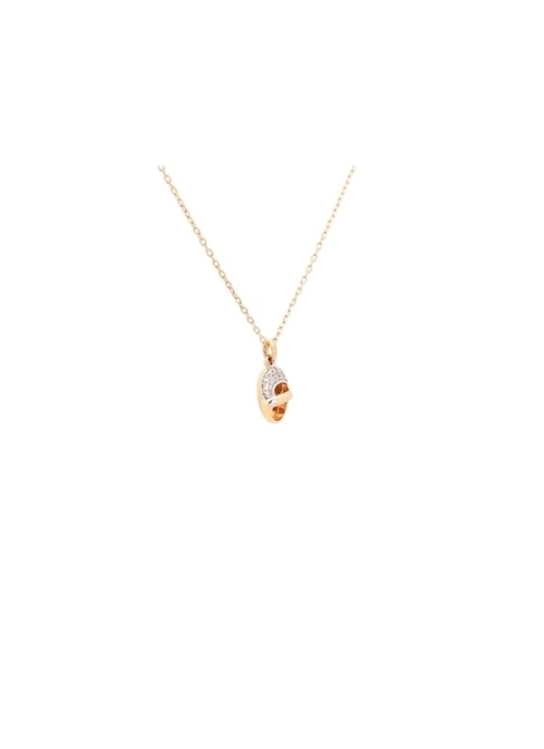 Cadena de oro amarillo de 18Kt con un pequeño colgante en forma de zapatito de bebé con diamantes talla brillante con un peso de