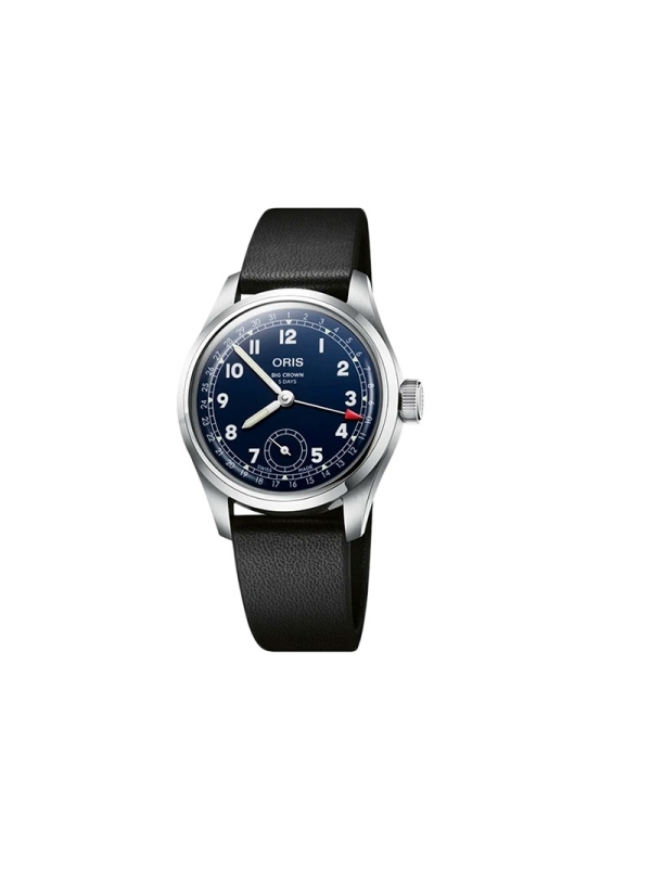 El Oris Big Crown pointer Date es un reloj automático de Calibre 403, con reserva de marcha de hasta 120h, caja de acero de 38 m
