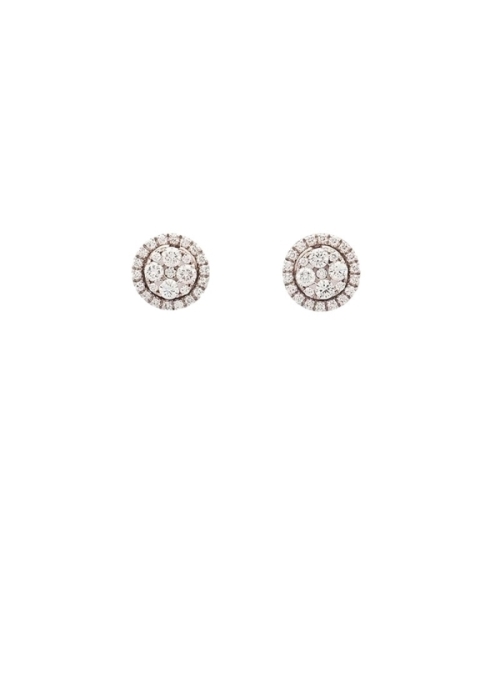 Pendientes de oro blanco de 18Kt, motivo circular compuesto por varios diamantes talla brillante acompañado de una orla de brill
