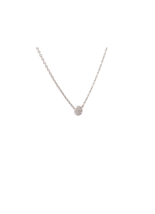 Pequeño colgante de oro blanco de 18Kt motivo circular formado por un diamante talla brillante con 2 círculos concéntricos de br 2