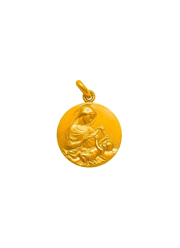 Medalla de oro con la imagen de Virgen con el Niño en la cuna. Medalla de oro con la imagen de Virgen con el Niño en la cuna.