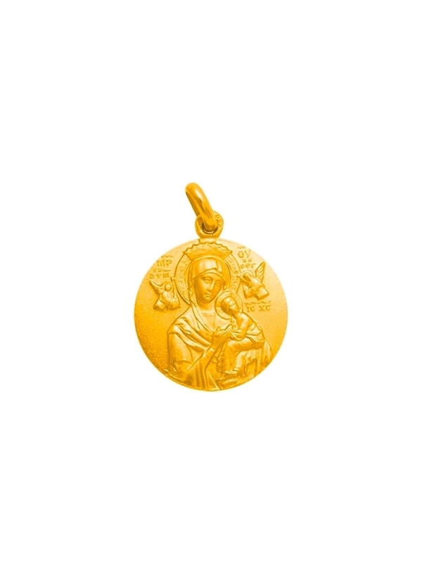 Medalla con la imagen de la Virgen del Perpetuo Socorro realizada en oro de 18k.
