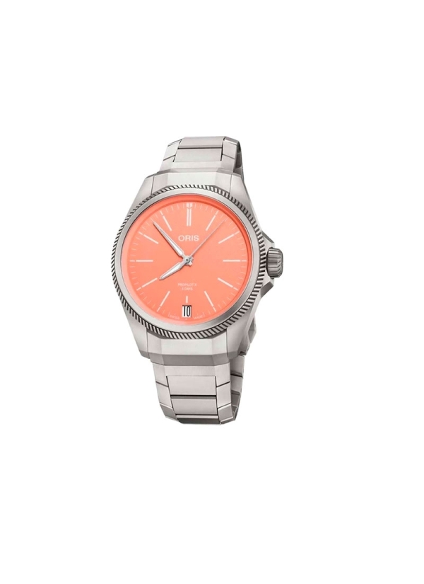 Reloj automático con reserva de marcha de hasta 120 h en caja de titanio de 39.00 mm, esfera de color rojo con cristal de zafiro