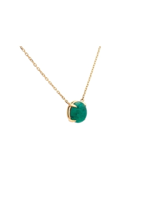 Cadena de oro amarillo de 18Kt con una esmeralda talla cabujón oval de 8,8 x 7,5 mm y 2,50ct de peso engastada en garras.