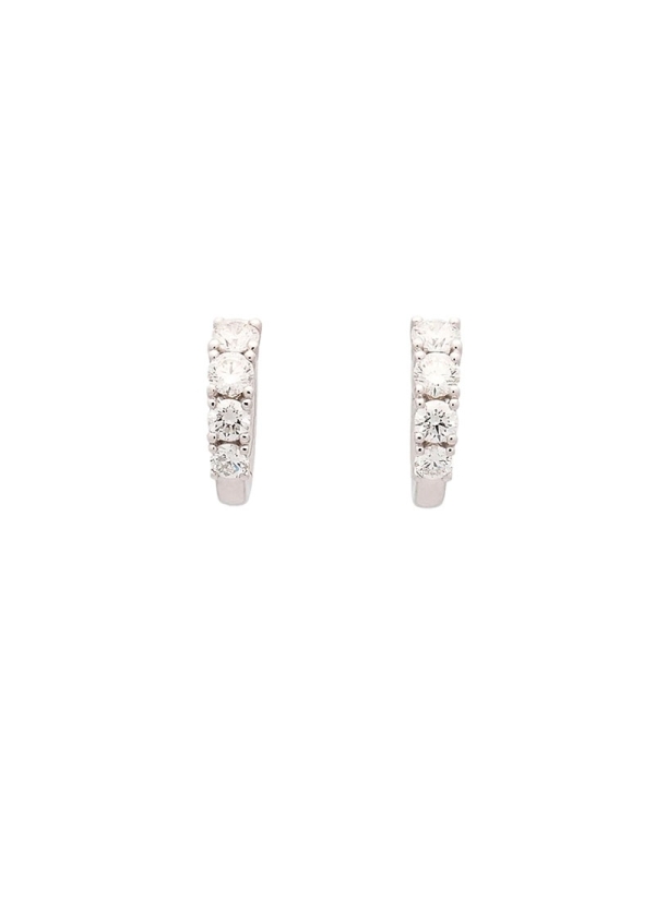 Pendientes de oro blanco de 18Kt con 4 diamantes talla brillante en disminución en cada pendiente. El peso total de los diamante