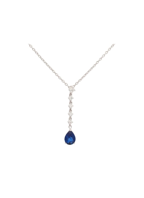 Cadena de oro blanco de 18Kt con un ligero colgante compuesto por 5 diamantes talla brillante (0,17ct calidad G VS1) engastados 