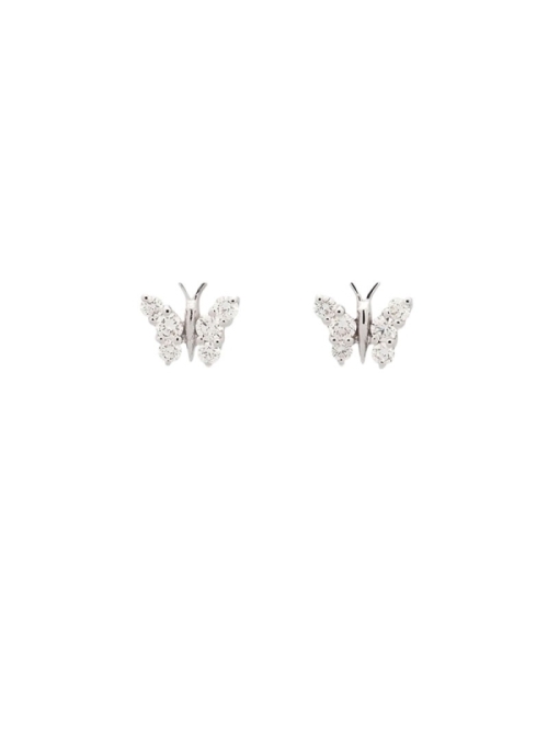 Pendientes de oro blanco de 18Kt con 6 diamantes talla brillante en cada uno, formando una mariposa. Peso total de los brillante