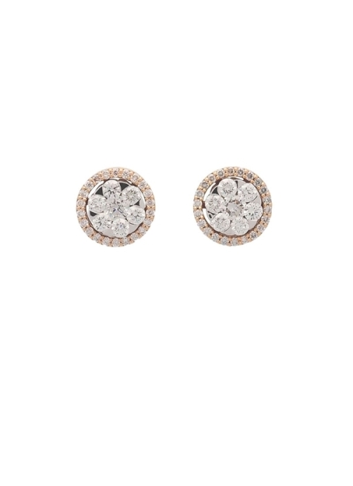 Pendientes desmontables de oro blanco y rosa de 18Kt, en los que hay una parte central de oro blanco en cuyo centro hay un brill