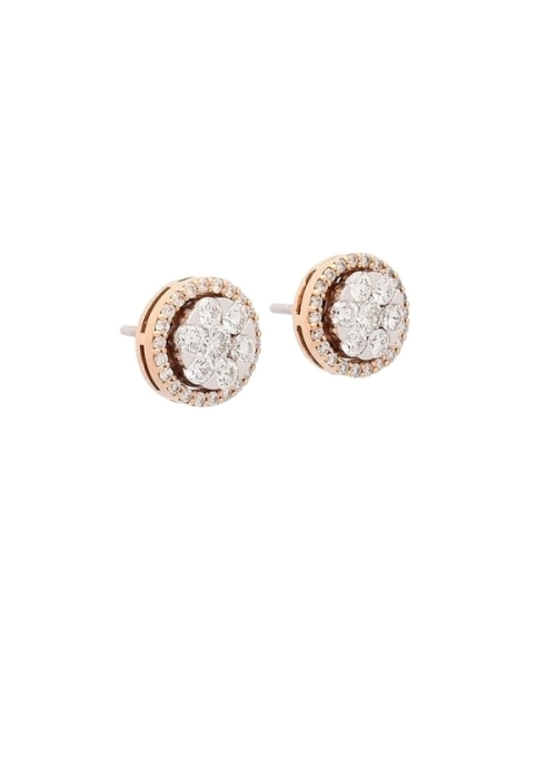 Pendientes desmontables de oro blanco y rosa de 18Kt, en los que hay una parte central de oro blanco en cuyo centro hay un brill