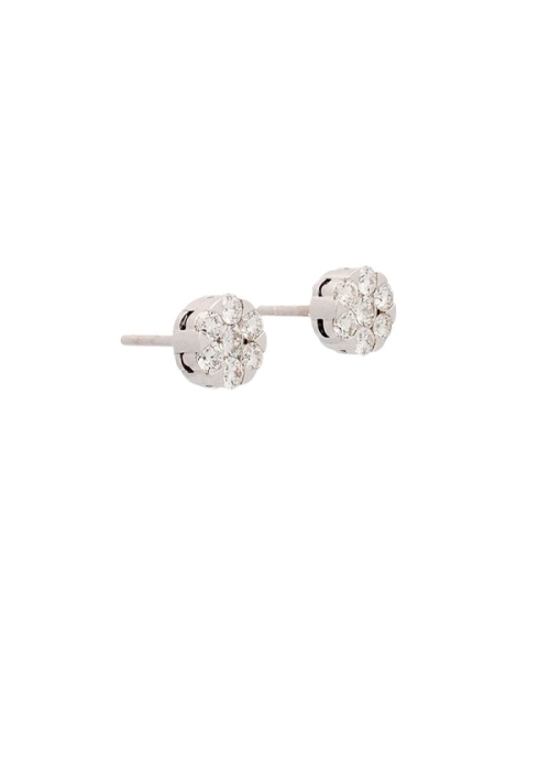Pendientes desmontables de oro blanco y rosa de 18Kt, en los que hay una parte central de oro blanco en cuyo centro hay un brill