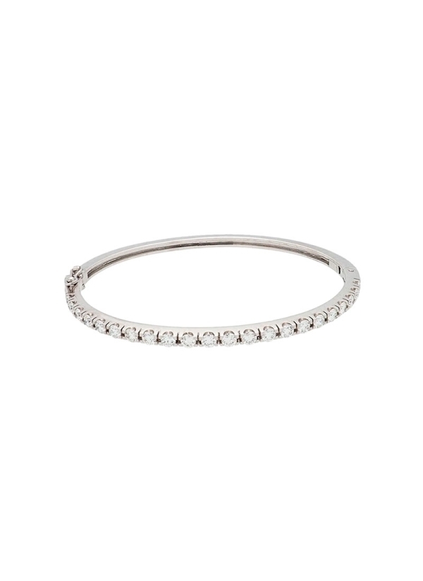 Pulsera rígida de oro blanco de 18Kt con 23 diamantes talla brillante de 2,95-3,00mm de diámetro y un peso total de 2,30ct con u