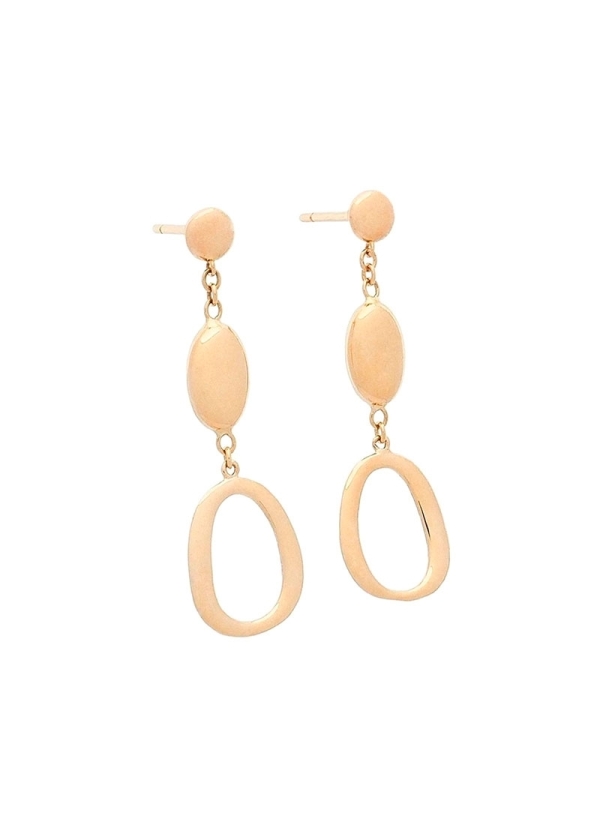 Pendientes de oro amarillo de 18Kt, forma circular unida a otra ovalada y terminado en un contorno ovalado de mayor tamaño. 2