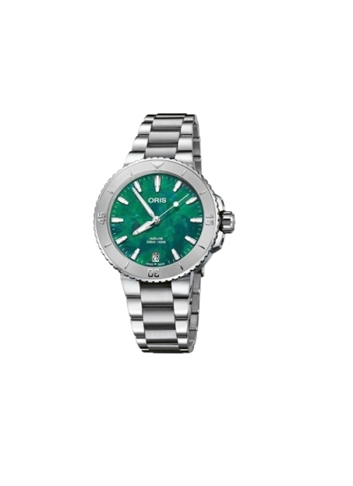 Reloj automático con reserva de marcha de hasta 38h, caja de acero de 36,50 mm, esfera azul con ventana de fecha con pulsera met