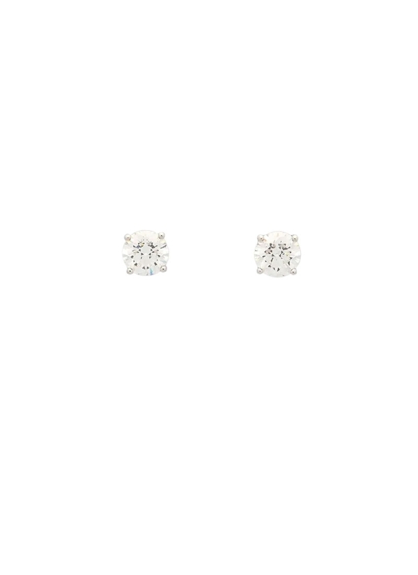 Pendientes de oro blanco de 18ct, dormilonas de 4 garras, con 2 piedras de 0,60ct, peso total de 1,20ct, certificado GIA F VS1, 