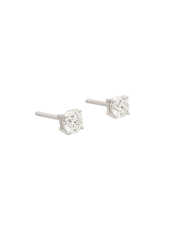 Pendientes de oro blanco de 18ct, dormilonas de 4 garras, con 2 piedras de 0,60ct, peso total de 1,20ct, certificado GIA F VS1,  2