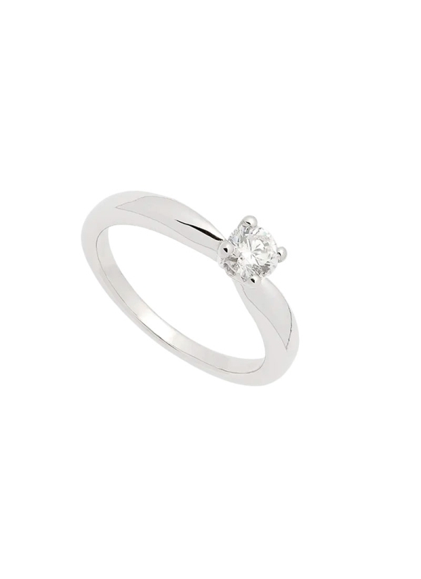 Anillo de oro blanco de 18Kt, solitario con piedra de 0,45ct, montado con 4 garras, con certificado GIA color H, pureza VS1, tal