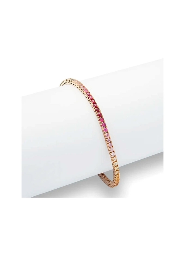 Pulsera de oro rosa de 18Kt y 18cm de largo con zafiros de colores engastados en garras.