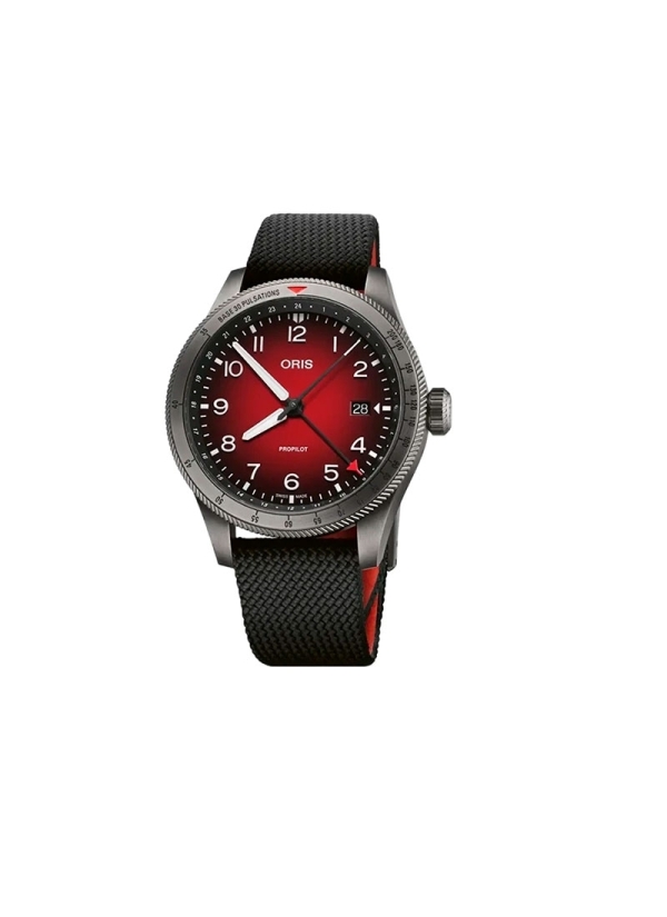 Reloj automático en caja acero de 41.5mm chapada en PVD de color gris, reserva de marcha de hasta 42h, esfera degradado de rojo 