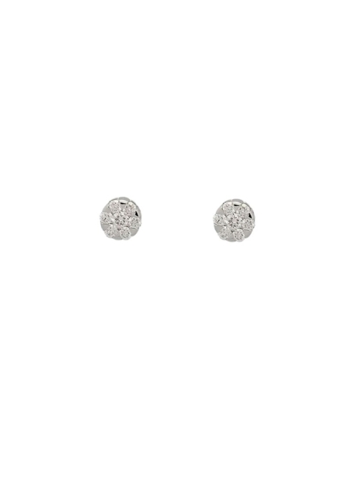 Pendientes de oro de 18Kt. Desmontables, compuestos por un centro (diámetro - 5,80mm) de oro blanco con 7 diamantes talla brilla