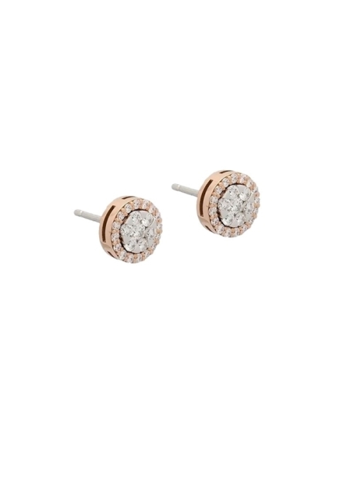 Pendientes de oro de 18Kt. Desmontables, compuestos por un centro (diámetro - 5,80mm) de oro blanco con 7 diamantes talla brilla