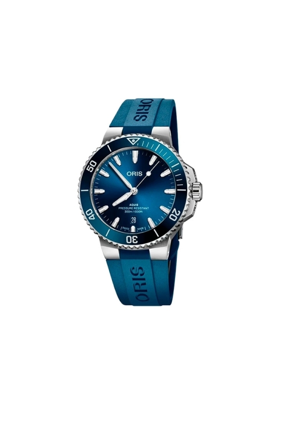 Reloj automático con reserva de marcha de hasta 38h, caja de acero de 41,50 mm, esfera azul con ventana de fecha y correa de cau