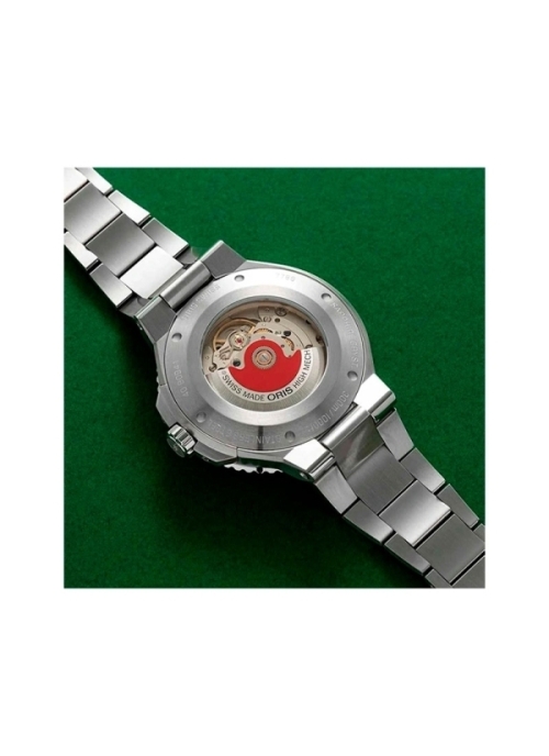 Reloj automático con reserva de marcha de hasta 38h, caja de acero de 43,50 mm, esfera verde con ventana de fecha y correa de ac