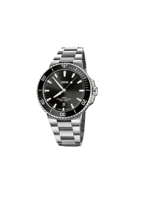 Reloj automático con reserva de marcha de hasta 38h, caja de acero de 43,50 mm, esfera negra con ventana de fecha y correa de ac