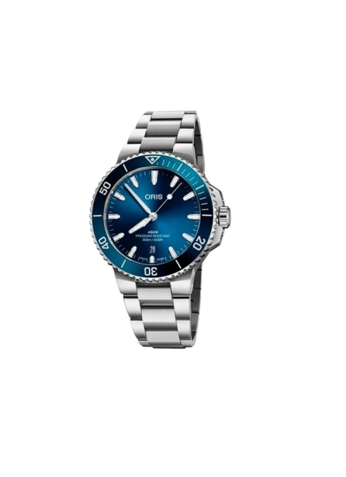 Reloj automático con reserva de marcha de hasta 38h, caja de acero de 41,50 mm, esfera azul con ventana de fecha y correa de ace