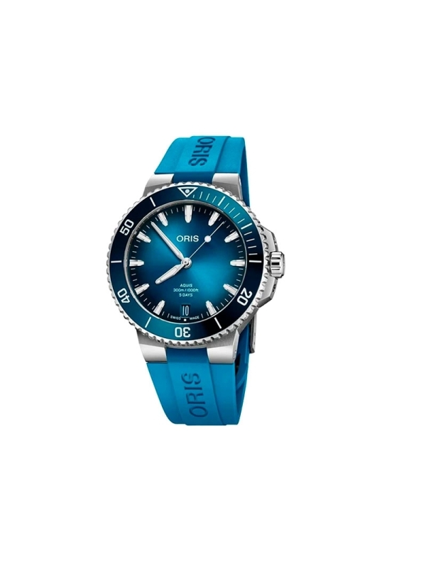 Reloj automático de Calibre 400, con reserva de marcha de hasta 120h, caja de acero de 43,50 mm con bisel giratorio, esfera azul