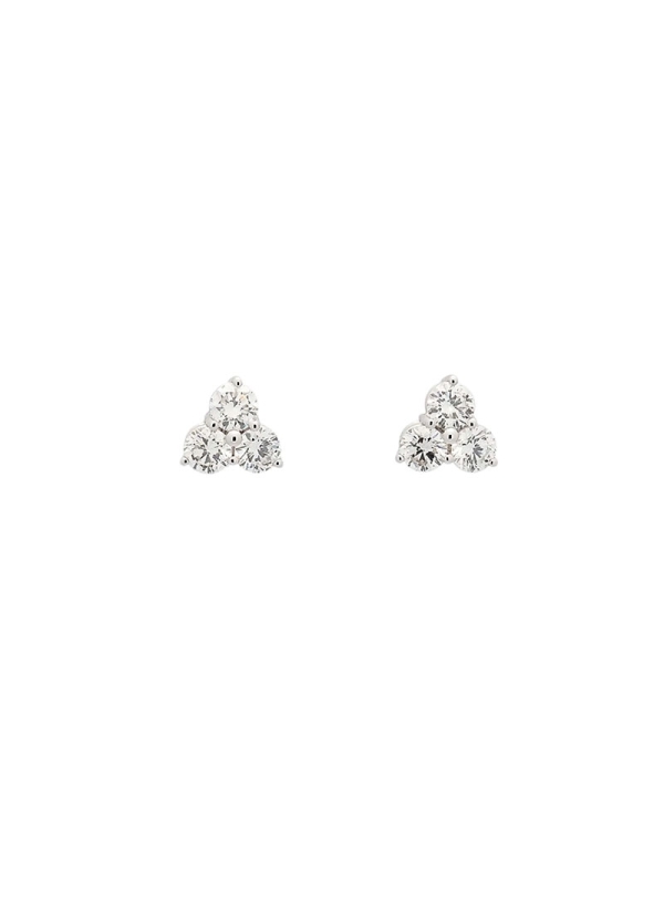 Pendientes de oro blanco de 18Kt, formados por 3 diamantes talla brillante de 3,40-3,45mm dispuestos en triángulo y engastados e