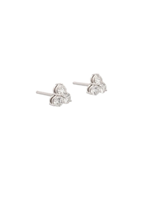 Pendientes de oro blanco de 18Kt, formados por 3 diamantes talla brillante de 3,40-3,45mm dispuestos en triángulo y engastados e