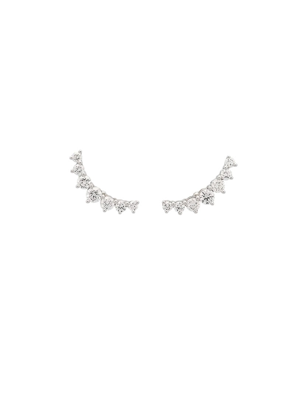 Pendientes de oro blanco de 18Kt, trepadores, formados por 7 diamantes talla brillante cada uno, en disminución partiendo de un