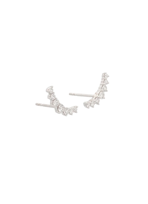 Pendientes de oro blanco de 18Kt, trepadores, formados por 7 diamantes talla brillante cada uno, en disminución partiendo de un 