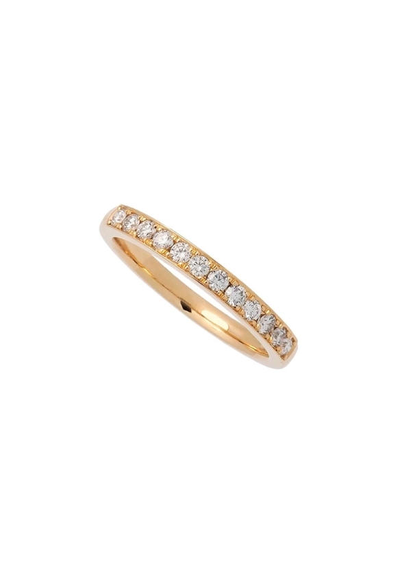 Anillo de oro amarillo de 18Kt, hecho a mano, con 12 diamantes talla brillante de 1,85mm de diametro, con un peso total de 0,27c