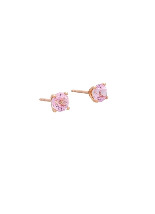 Pendientes de oro rosa de 18Kt con una amatista talla redonda de 6mm de diametro engastada con 4 garras.