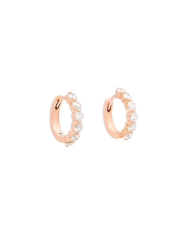 Criollas de oro rosa de 18Kt, hechas a mano con diamantes talla brillante de 2,60-2,65mm con un peso total de 0,83ct con calidad