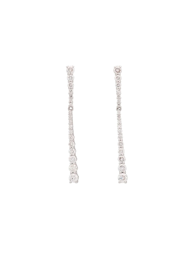 Pendientes de oro blanco de 18Kt largos, dos formas triangulares invertidas formadas por diamantes talla brillante en disminució