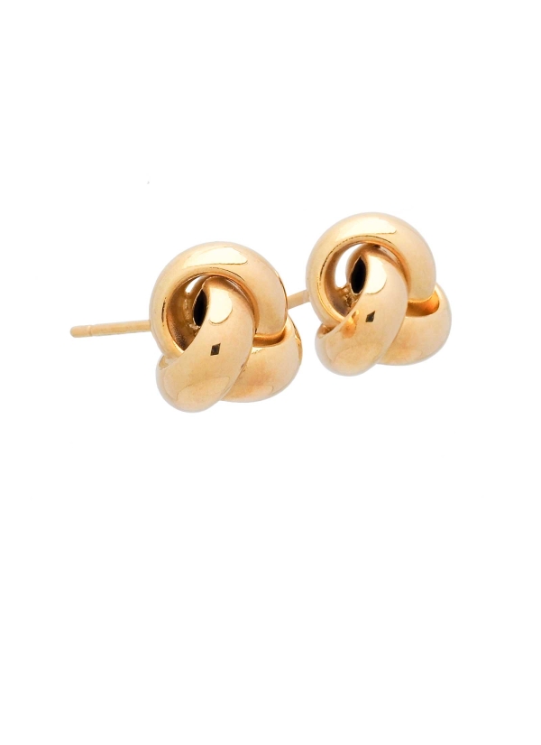 0Pendientes de oro amarillo de 18Kt, en forma de nudo de 11mm de diámetro. 2