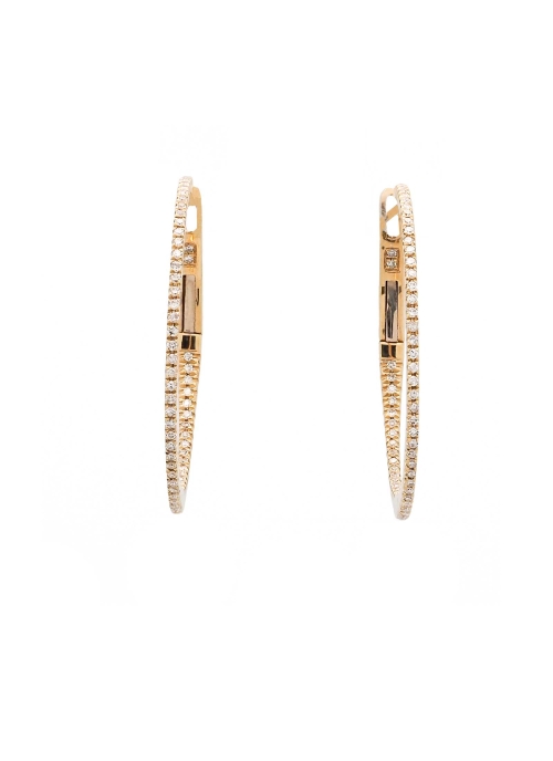 Finas criollas redondas de oro amarillo de 18Kt, con un diámetro de 25mm y pequeños diamantes talla brillante, tanto en la parte