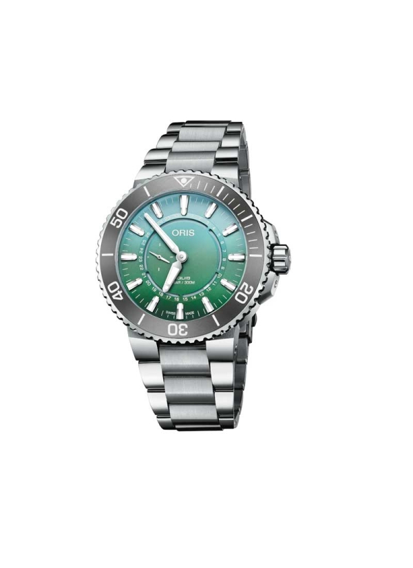 Reloj automático con reserva de marcha de hasta 41h, caja de acero de 43,50 mm con bisel de tungsteno, esfera verde con escala m