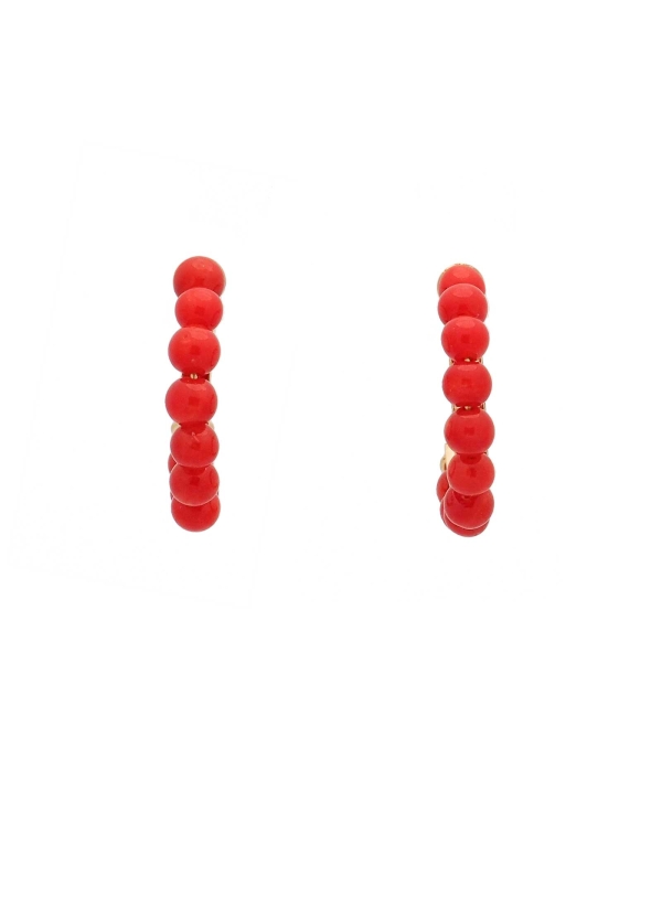 Criollas de oro amarillo de 18Kt, 16mm, con 10 corales.