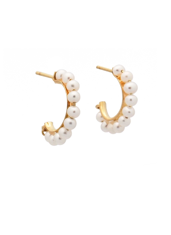 Criollas de oro amarillo de 18Kt, 17mm, con 10 perlas. 2