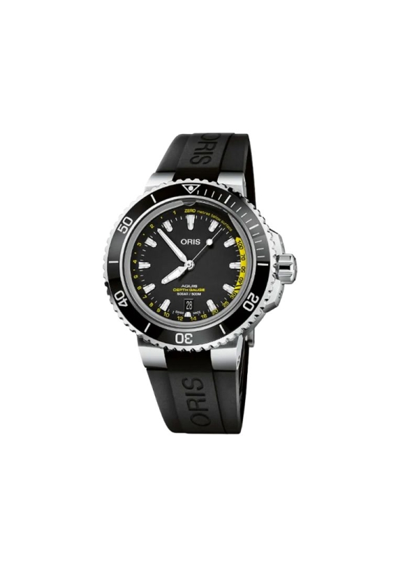 Este sencillo a la par que inventivo reloj mide la profundidad bajo el agua. El agua que entra en un canal del cristal forma una